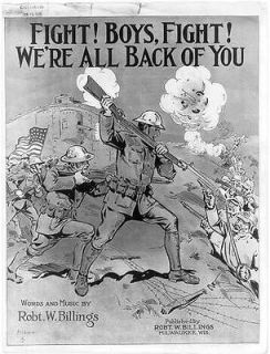 Sheet music cover,US Infantry & tank over running German trench 