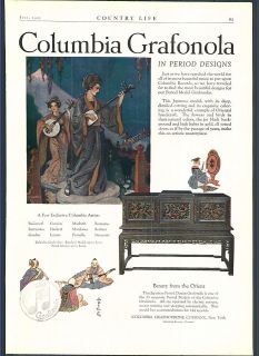   Columbia Grafonola Japanese Design Record Phonograph Lyon & Healy Harp