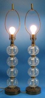   of Signed Mid Century Modern Paul Hanson Cracked Glass Lamps c. 1950