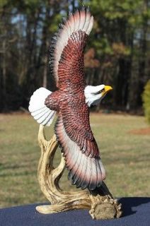New Soaring Bald Eagle Statue on Deer Antler Sculpture Figurine 15 