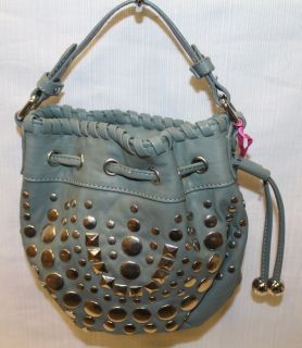 FORNARINA Helen Green/Silver Studded Detail Small Tote Handbag Bag NWT 
