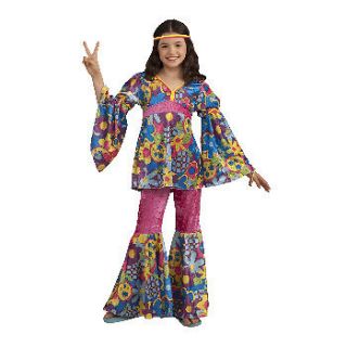 NEW Girls 60s Costume Flower Power Hippie Large 12 14