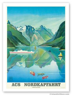 Vintage Travel Poster Norway Fjord Cruise HAPAG LLOYD 