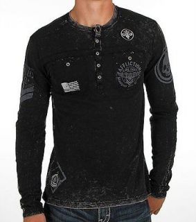AFFLICTION MENS STRONGHOLD HENLEY LONG SLEEVE SHIRT   A6747