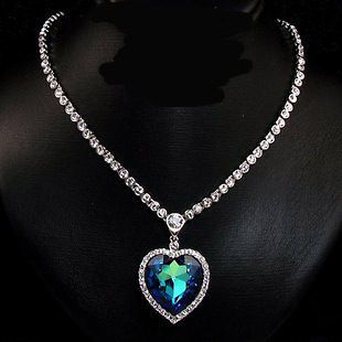 LARGE OFFICIAL TITANIC HEART OF OCEAN NECKLACE USE SWAROVSKI CRYSTAL 