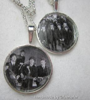 The Beatles pendant necklace silver plated band or JFK airport retro 