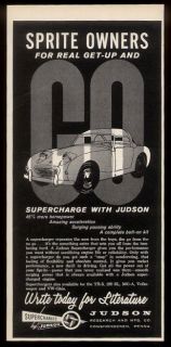 1960 Austin Healey Sprite car Judson Supercharger print ad