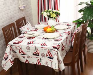 Vintage style Mediterranean Sea voyage Cotton matching table cloth