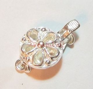 Sterling Silver Flower Pearl Box Round Clasp 1 strand