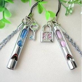 Cute Couple Hourglass Whistle sweet lovely lock&key metal key&phone 
