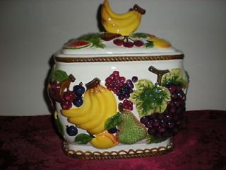   Ceramic Cookie Jar  Bananas, Watermelon, Apple, Pineapple, Grapes