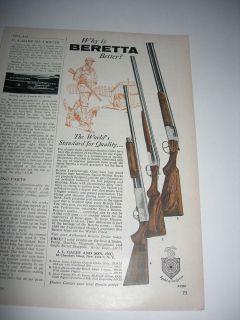 1959 BERETTA SILVER SNIPE HAWK PIGEON RIFLE GUN 1/2PG ORIGINAL PRINT 