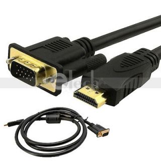   6ft Gold HDMI Male to VGA Male Cable Cord For Monitor Lcd Plasma Hdtv