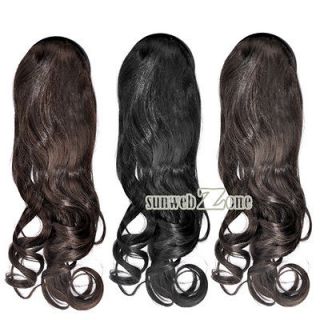 S0BZ Womens Girls Hoop Headband Long Curly/Wavy 3/4 Fall Hair Wigs 