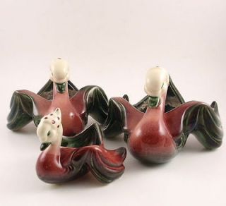 Hull Art Pottery 3 Pc BANDANA DUCK Planter Set 1950s