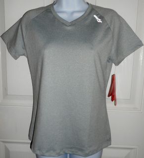 SAUCONY EVOLUTION WOMENS WICKING HEATHER GRAY RUNNING SHIRT TOP SIZE S 