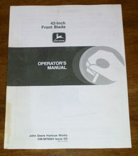 John Deere 42 Inch Front Blade Operators Manual