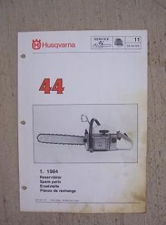 1984 Husqvarna Chain Saw Model 44 Spare Parts Manual List 