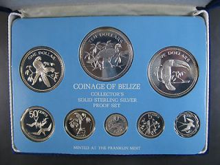 1976 Belize Sterling Silver Proof Set 8 coins   box and COA   pristine 