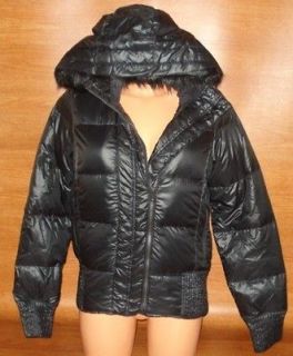   Womens NIKE Black Down Filled Winter Coat Jacket Fur Lined Hood $180