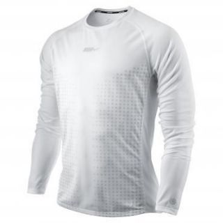 Nike Mens Sublimated Long Sleeve Running Shirt (White, Blue, Red 