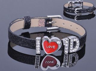   Wristband Crystal Slider Letter Bracelet I Love 1 Direction U Pick