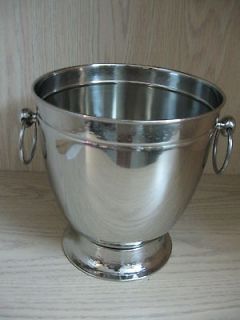 Ice Bucket Silver Tone Hammer Rim & Base Ring Handle