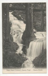 Twin Pines Cataract, Glacier Trail, Shasta, Vintage 1908 California CA 