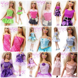   10Pcs Fashion Mini Dresses & Clothes 20 Shoes &hangers For Barbie Doll