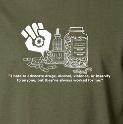 Hunter S Thompson ADVOCATE DRUGS T Shirt Gonzo Depp Fear Loathing Rum 