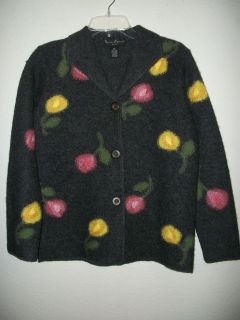 Mercer & Madison Steel Gray Wool Jacket w/Knit Abstract Floral Sz PS
