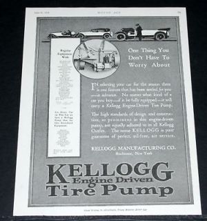 1918 OLD MAGAZINE PRINT AD, KELLOGG MFG ENGINE DRIVEN TIRE PUMP