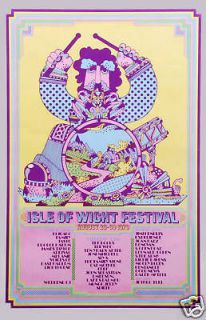 Classic Rock Jimi Hendrix at Isle of Wight Concert Poster Circa 1970