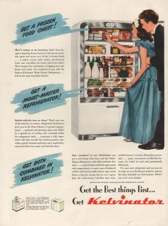1946 VINTAGE KELVINATOR FOOD CHEST MOSIST MASTER REFRIGERATOR PRINT AD