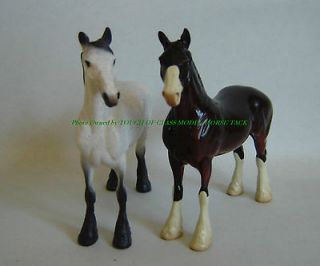 MODEL HORSE Peter Stone CHIP SIZE Brown Draft Horse and Grey Draft 
