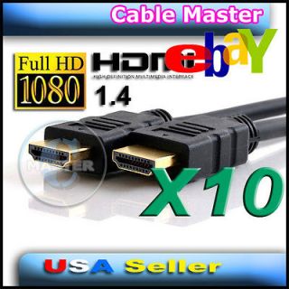 10X 1080P FULL HD TV HIGH SPEED GOLD HEAD HDMI 6FT CABLE FOR XBOX PS3 