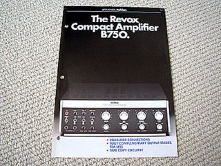 Studer Revox B 750 integrated amplifier brochure