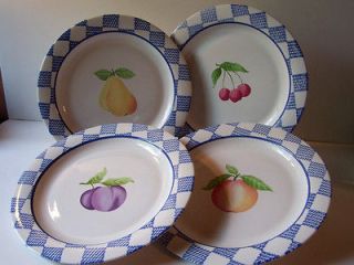   Hopscotch Fruit Set of 4 Dinner Plates All Four Designs Retired USA