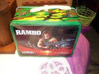 RAMBO THERMOS BRAND LUNCH BOX METAL 1985