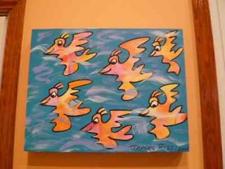 Newly listed JAMES RIZZI ORIGINAL ON CANVAS HAND SIGNED BIRD IS THE 