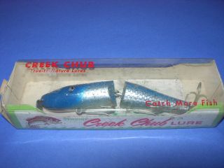 Great Creek Chub Jointed Plastic Pikie in Blue Flash with Box and 