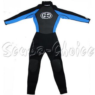   Sons 3/2 mm Boys Neoprene Long Sleeve Surfing Suit Black/Blue Wetsuit