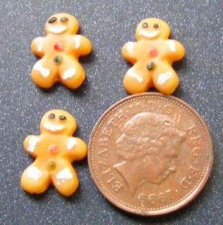 12 Scale 5 x Ginger Bread Men Dolls House Miniatures Cakes Bakery 