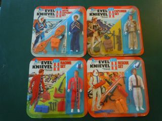 Vintage 1975 Evil Knievel Ideal Action Figures Complete Set Of 4