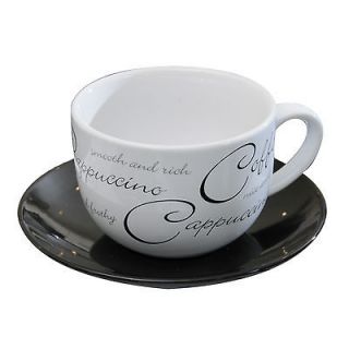 PRICE AND KENSINGTON SET OF 6 SCRIPT WHITE CERAMIC CAPPUCCINO CUP AND 