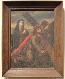   European Old Master religious icon painting Jesus Christ and Mary