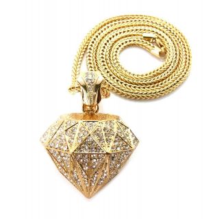  ICED OUT DIAMOND PENDANT & 4mm/36 FRANCO CHAIN HIP HOP NECKLACE MP840