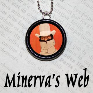MASKED VILLAIN puccini Robber mask Pendant Art Necklace by Minervas 