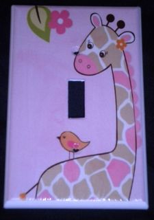 Jungle Jill GIRAFFE LIGHT SWITCH plate Pink Giraffe single switch 