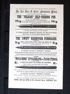 1896 THOMAS DE LA RUE Stylograph Fluid Pencil & Fountain Pen magazine 